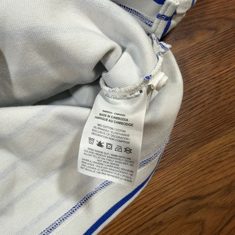 Nike France FFF Long Sleeve Rugby Shirt Jersey Striped White Blue Men's Size M